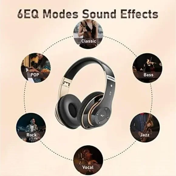 Bluetooth Headphones Over Ear, 6S Wireless Headphones Wired with 6 EQ Modes - Picture 6 of 7